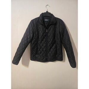 Lands End Womens Black Diamond Quilted Primaloft Insulated Jacket Size Small 6-8
